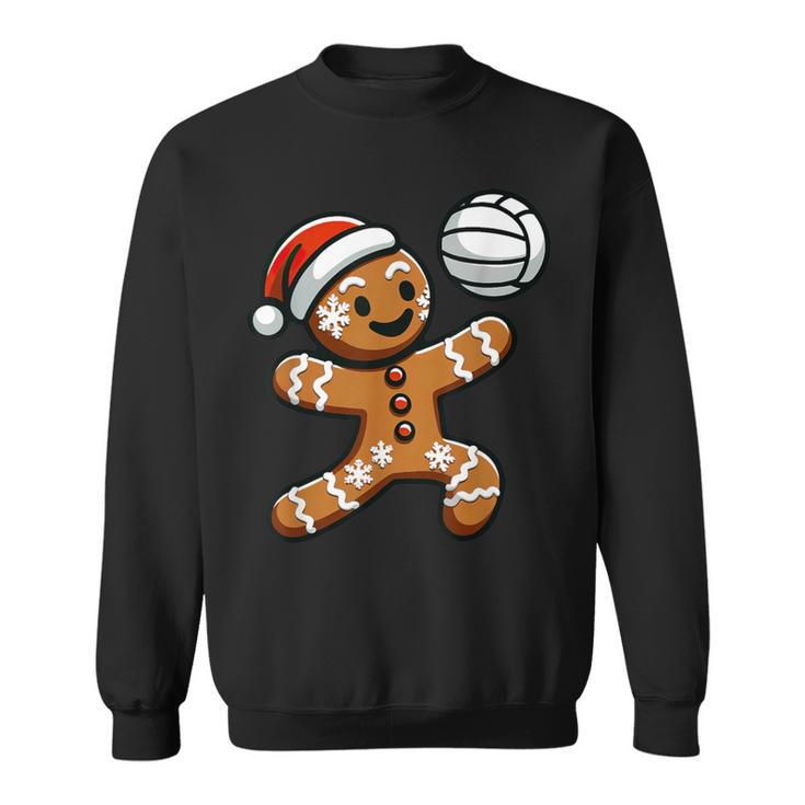 Cute Gingerbread Man Volleyball Christmas Kid Boys Sweatshirt