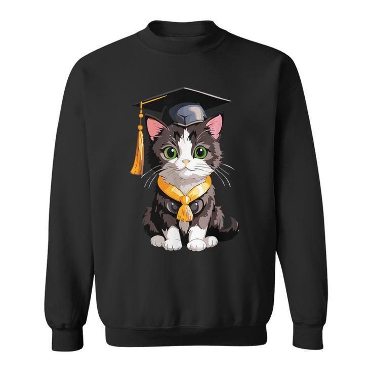 Cute Graduation Cat Colorful Kitty Kitten Grad Celebration Sweatshirt