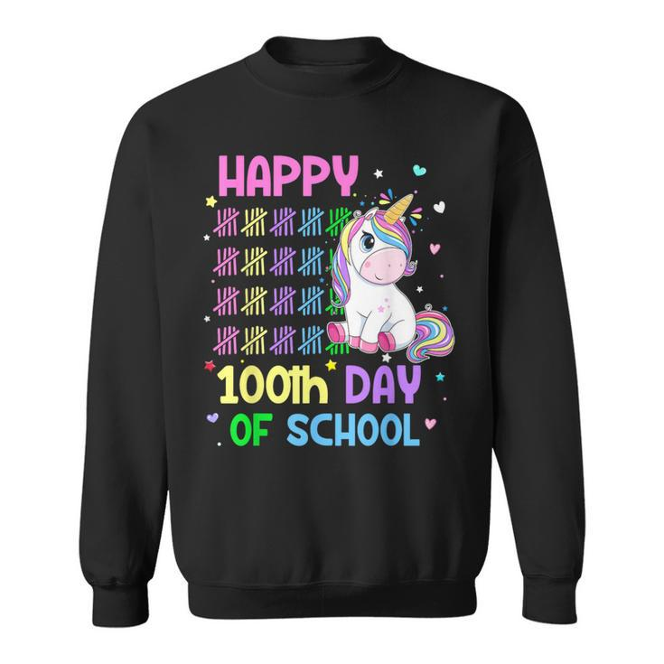 Cute Unicorn Happy 100Th Day Of School Unicorn Girls Teacher Sweatshirt