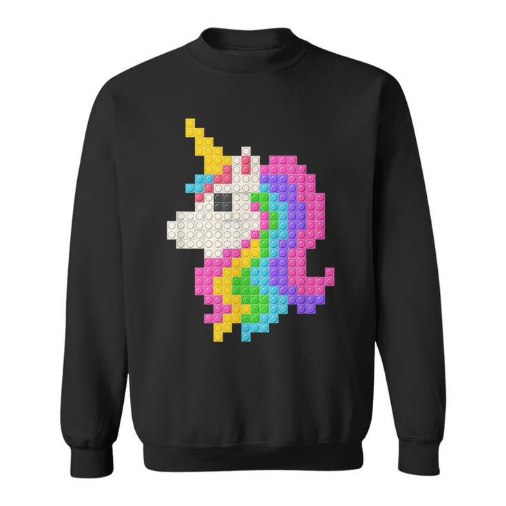 Cute Unicorn Lover Building Blocks Brick Master Builder Girl Sweatshirt