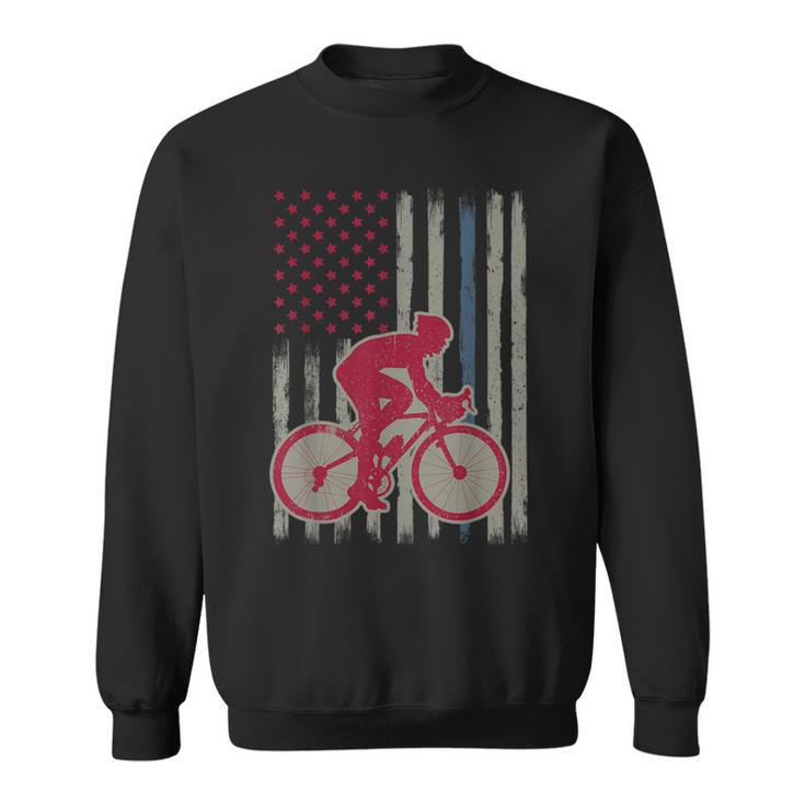 Cycling American Flag Patriotic Usa 4Th Of July Vintage Sweatshirt