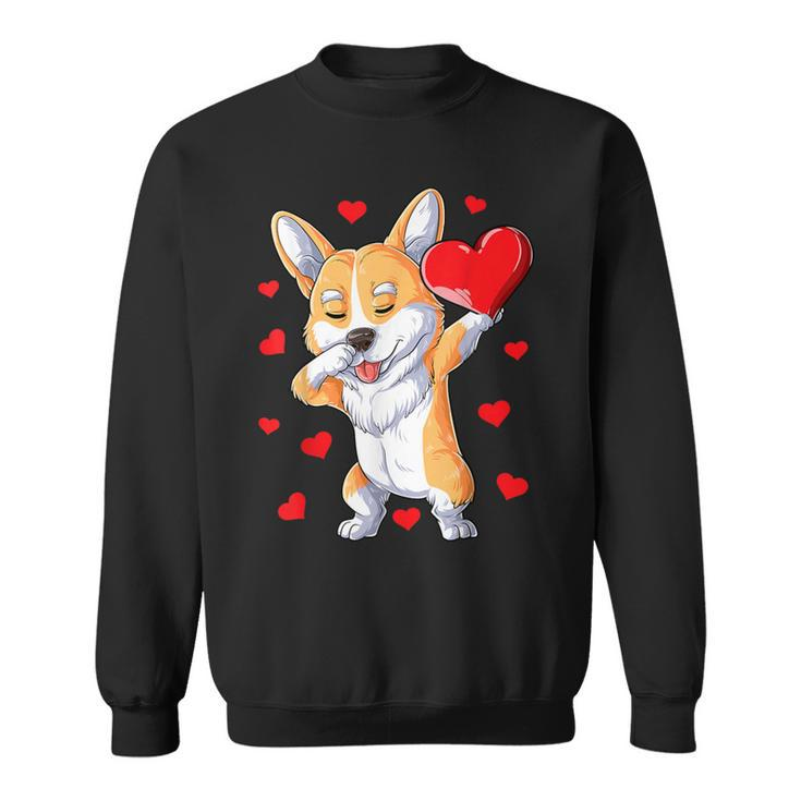 Dabbing Corgi Valentines Day Heart Boys Dog Lovers Love Sweatshirt