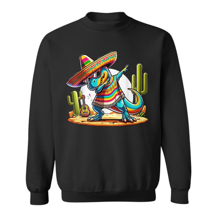 Dabbing Mexican Dinosaur Poncho Cinco De Mayo Let's Fiesta Sweatshirt