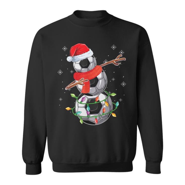 Dabbing Soccer Christmas Lights Snowman Santa Sweater Ugly Sweatshirt