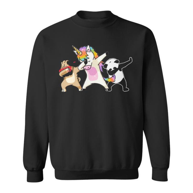 Dabbing Team Unicorn Panda Pug  Dab Birthday Gif Sweatshirt