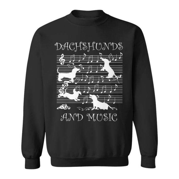 Dachshund Music Notes Musician Clef Piano Sweatshirt