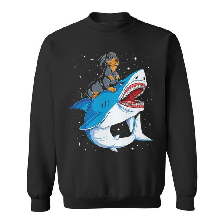 Dachshund Shark Kids Boys Men Space Galaxy Jawsome Sweatshirt