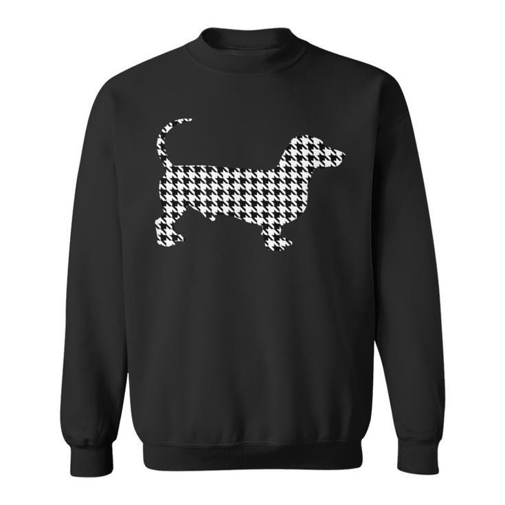 Dachshund Weenie Dog Houndstooth Pattern Black White Sweatshirt