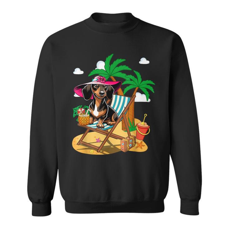 Dackel Am Strand Kostüm Sommer Urlaub Liebhaber Besitzer Kinder Sweatshirt