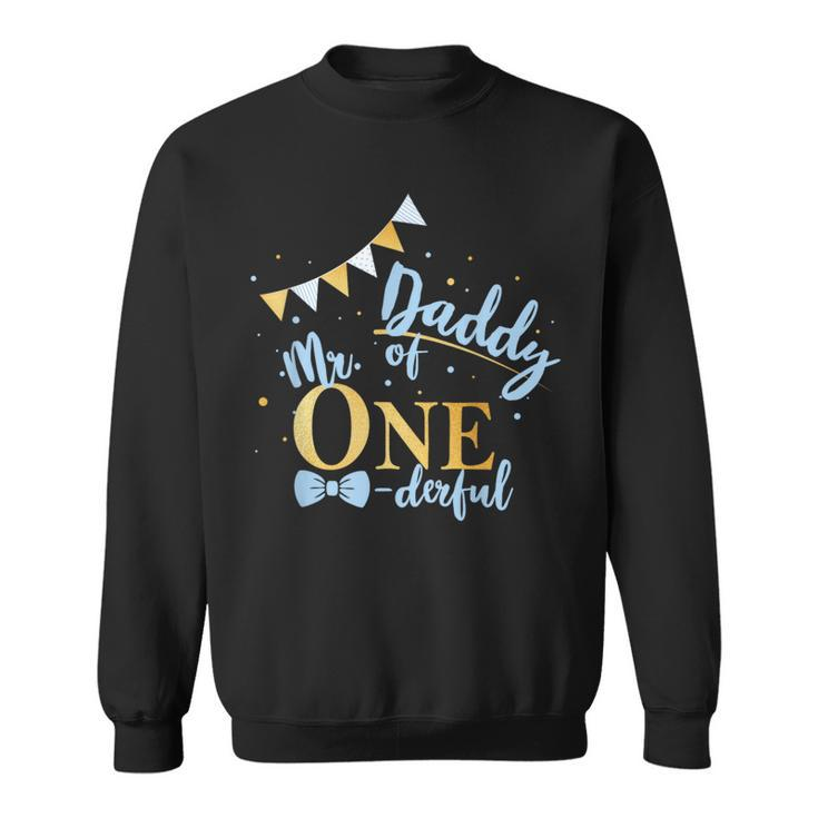 Daddy Of Mr One-Derful Party Blue-Gold Dad Boy 1St Birthday Sweatshirt
