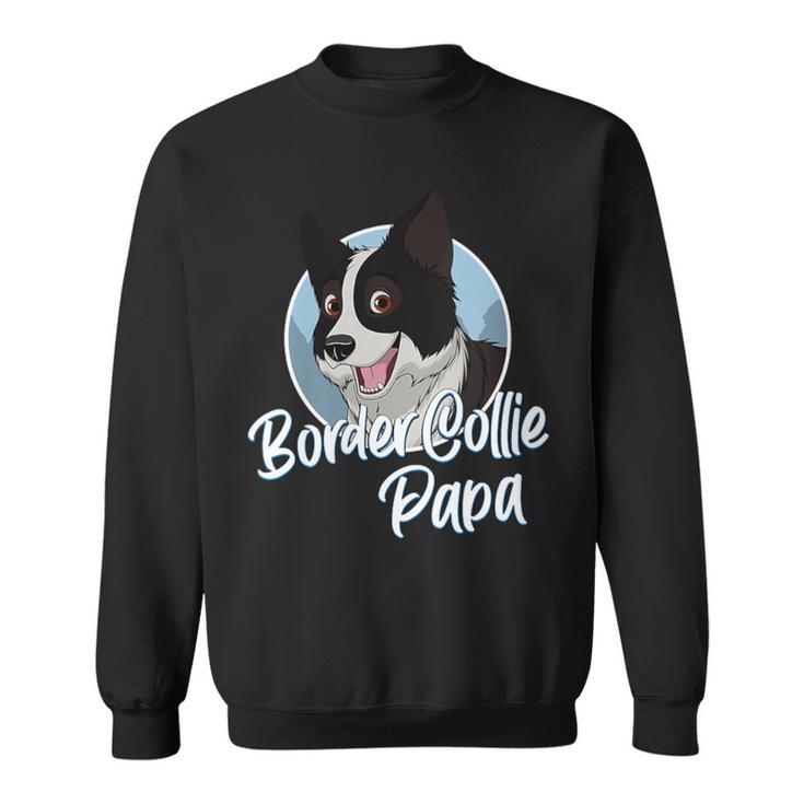 Damen Border Collie Papa Mit Comic Zeichnung Herren Mit-Ausschnitt Sweatshirt