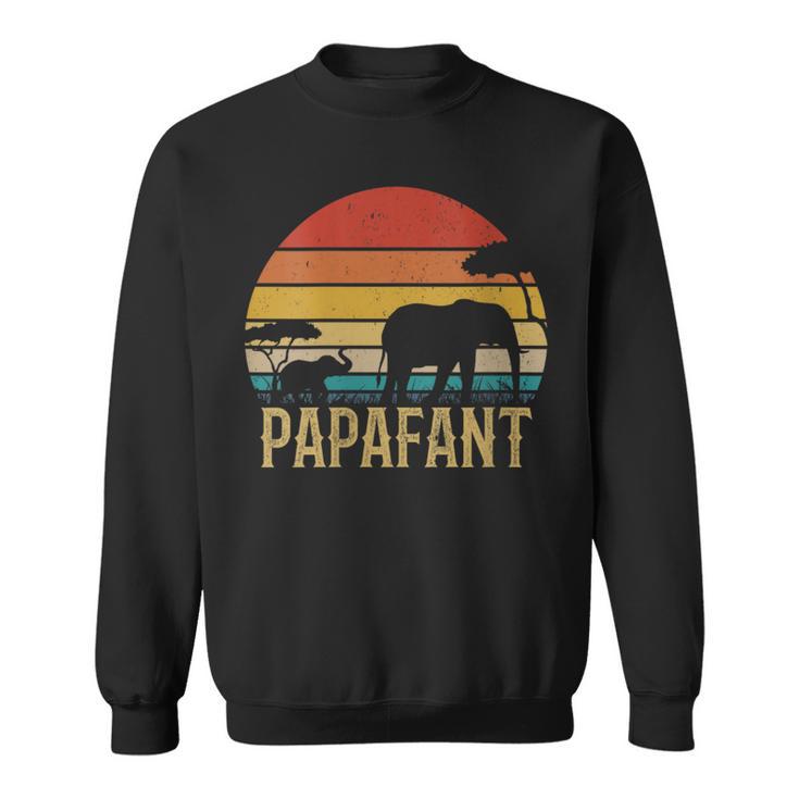 Damen Papafant Papa Elefant Retrointage Sunsetatertag Savanne Mit-Ausschnitt Sweatshirt