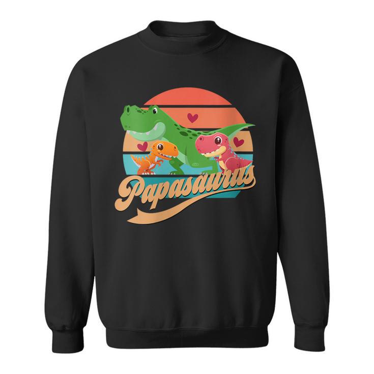 Damen Papasaurus Lustigesater Spruch Papa Dino Mit-Ausschnitt Sweatshirt