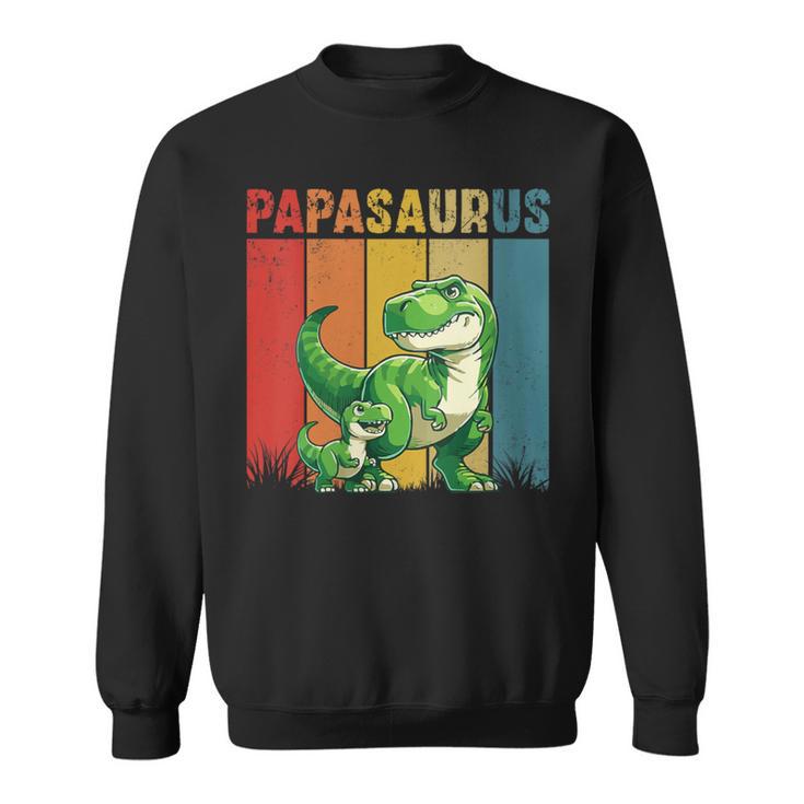 Damen Papasaurusatertag Bester Papa T-Rex Papa Mit-Ausschnitt Sweatshirt