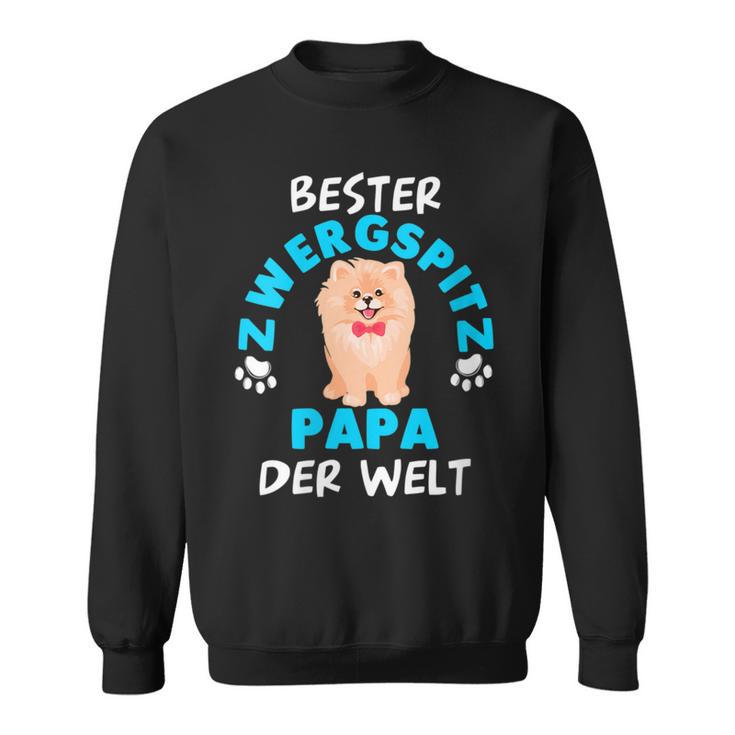 Damen Pomeranian Zwergspitz Papaatertag Papa Mit-Ausschnitt Sweatshirt