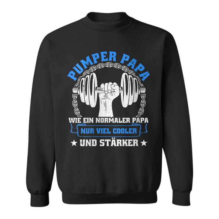 Damen Pumper Papa Bodybuilder Kraftsport Gym Lustiges Bodybuilding Mit-Ausschnitt Sweatshirt