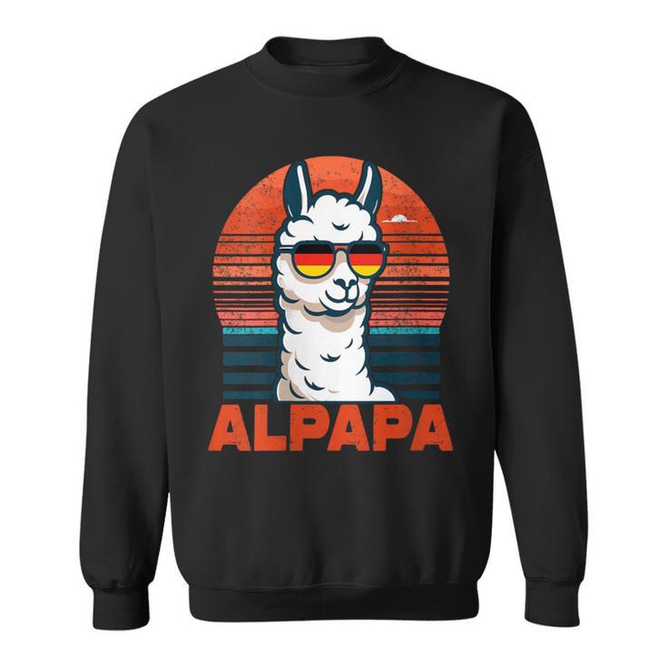 Damen Retrointage Alpapaatertag Bester Papa Alpaka Alpapa Mit-Ausschnitt Sweatshirt