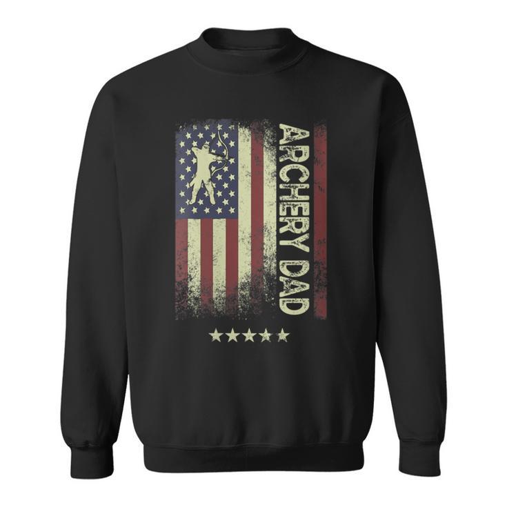 Damen Usa Amerikanische Flagge – Bogenschießen Papa Mit-Ausschnitt Sweatshirt