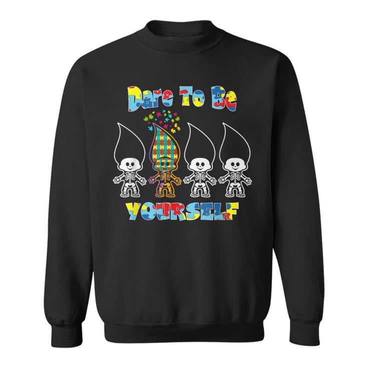 Dare To Be Yourself Puzzle Piece Cool Autism Awareness Sweatshirt