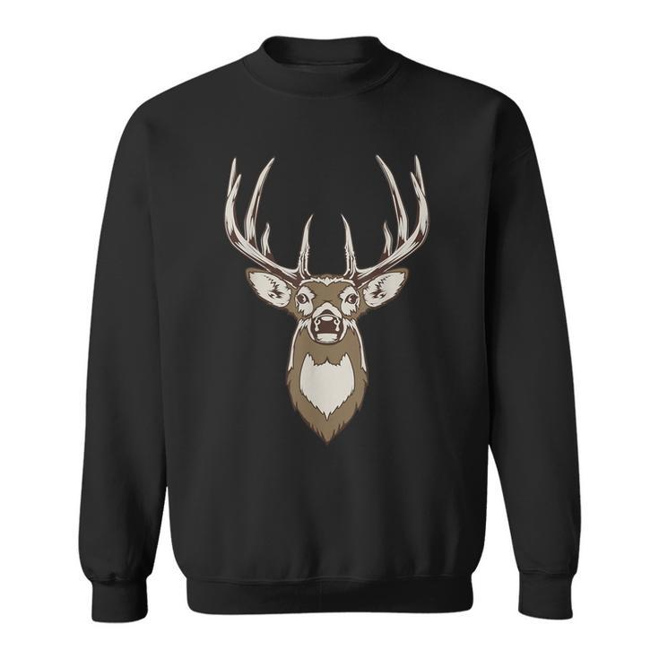 Dear Head Antlers Wilderness Club Hunting Graphic Sweatshirt