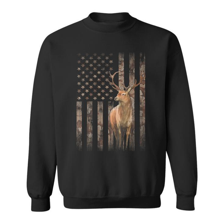 Deer Hunting Whitetails Hunter Dad Camouflage American Flag Sweatshirt
