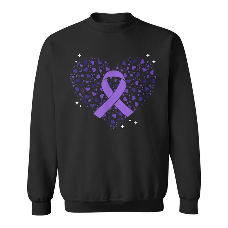 Dementia Heart Alzheimer's Disease Purple Ribbon Awareness Sweatshirt