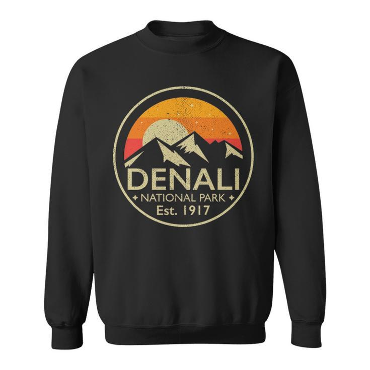 Denali National Park Alaska Retro Hiking Camping Sweatshirt