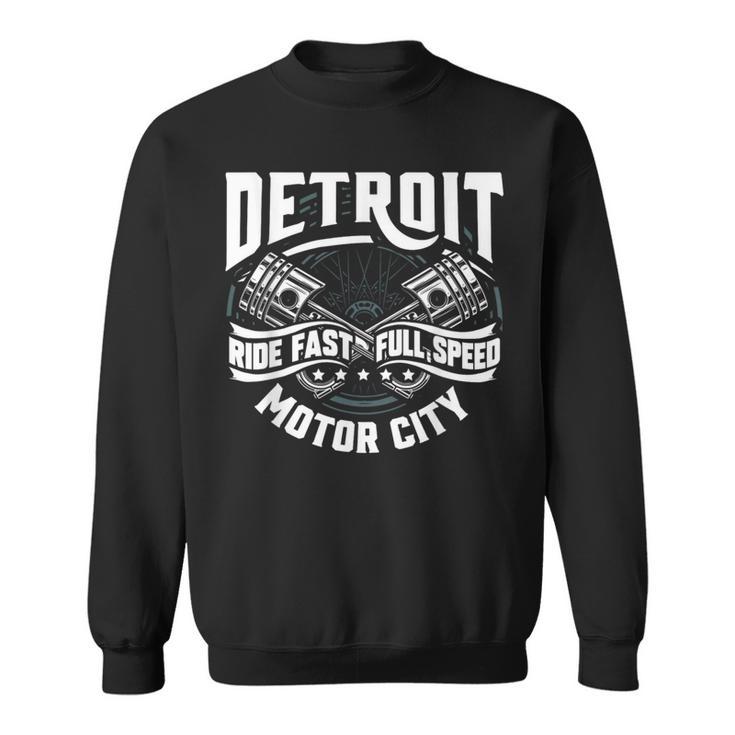 Detroit Michigan Motor City Spark Plug Wings Ride Fast Speed Sweatshirt