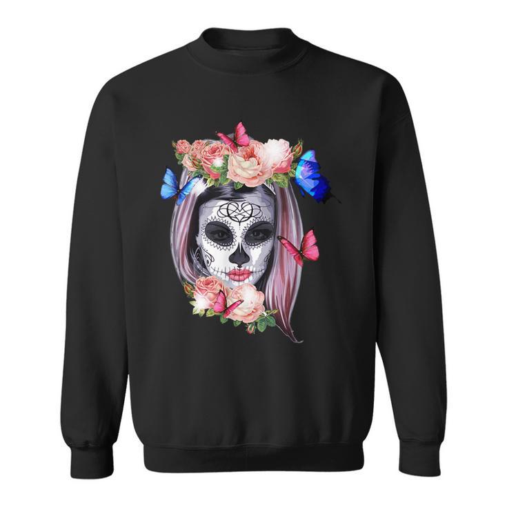 Dia De Los Muertos Sugar Skull Crâne Gothic Day Of The Dead Sweater e
