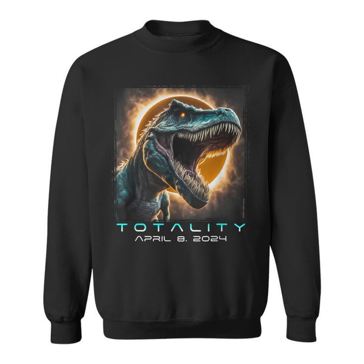 Dinosaur T-Rex Totality April 8 2024 Total Solar Eclipse Sweatshirt