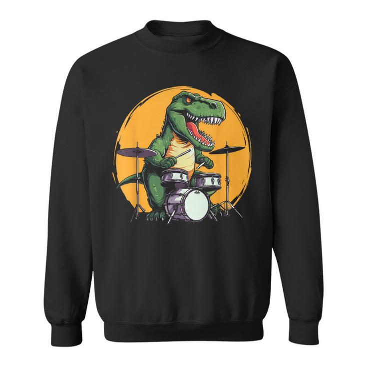 Dinosaurier Schlagzeuger Sweatshirt, Lustiges T-Rex Musik Motiv