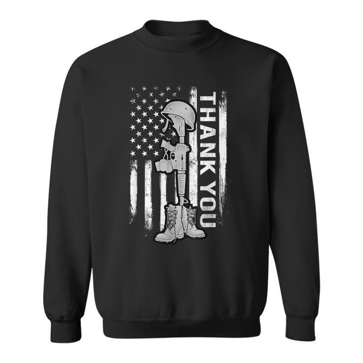 Distressed Memorial Day Flag Military Boots Dog Tags Sweatshirt