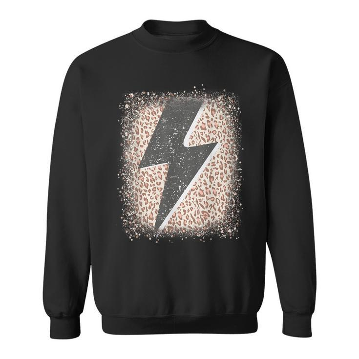 Distressed Thunder Leopard Cheetah Print Lightning Bolt Sweatshirt