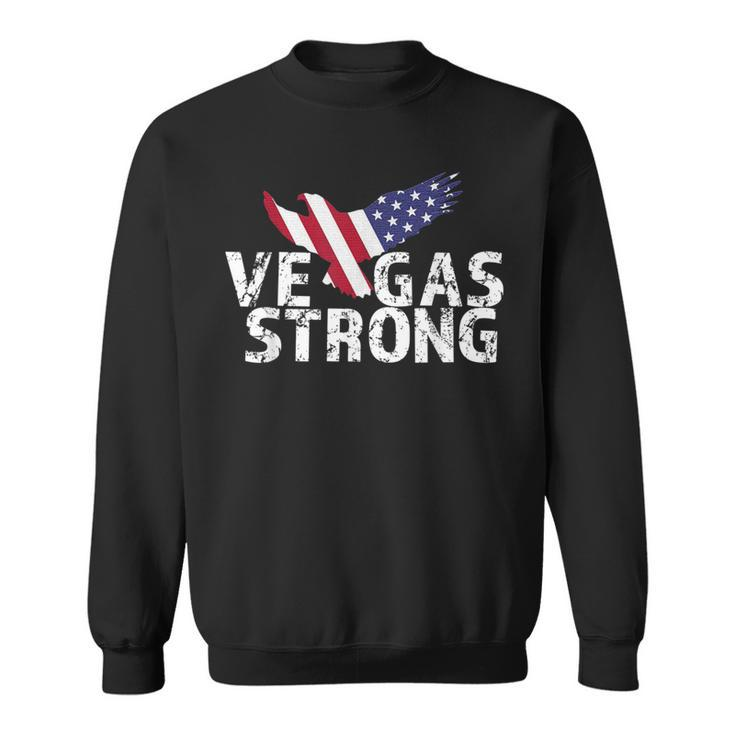 Distressed Vegas Strong American Flag Eagle Sweatshirt