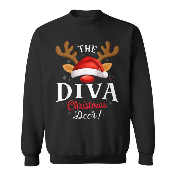 Diva Christmas Deer Pjs Xmas Family Matching Sweatshirt