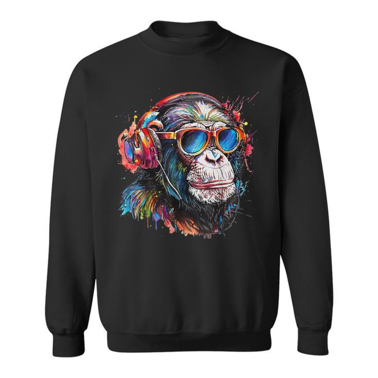 Dj Monkey Affen Mit Sonnenbrille Geschenkidee Affe Musik Sweatshirt