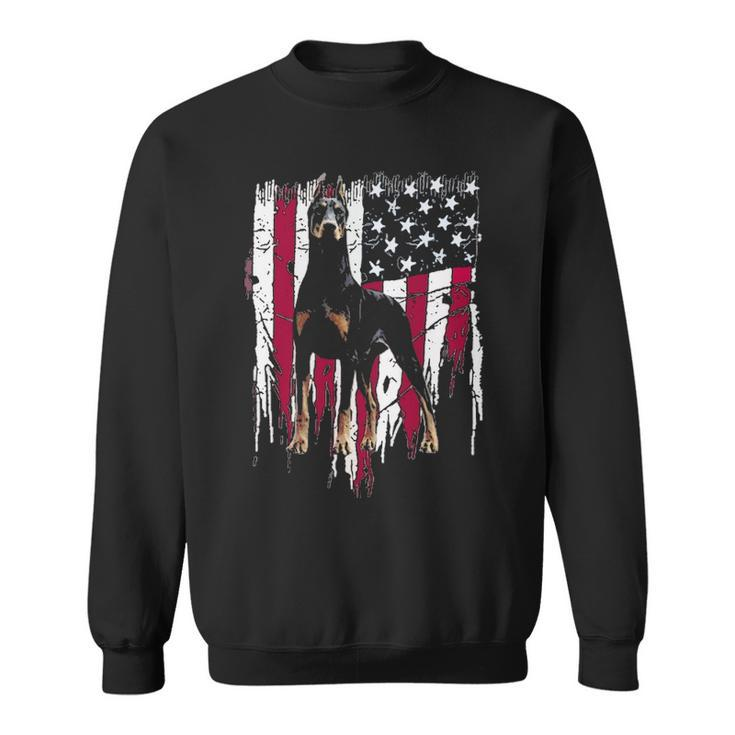 Doberman Pinscher American Flag Usa Awesome Sweatshirt