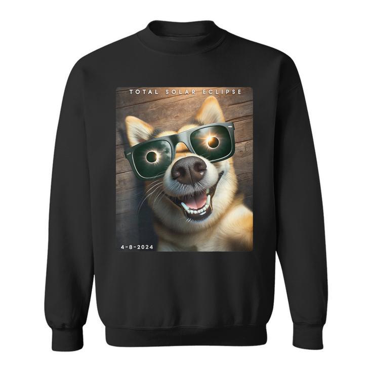 Dog Wearing Solar Eclipse Glasses 2024 Solar Eclipse Selfie Sweatshirt