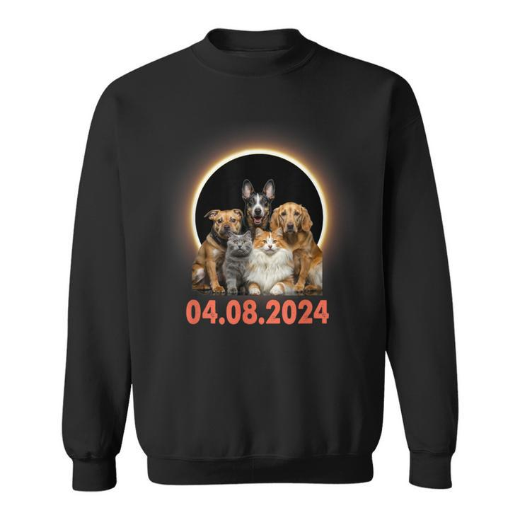 Dogs Cats Lovers Selfie Total Solar Eclipse April 8 2024 Sweatshirt