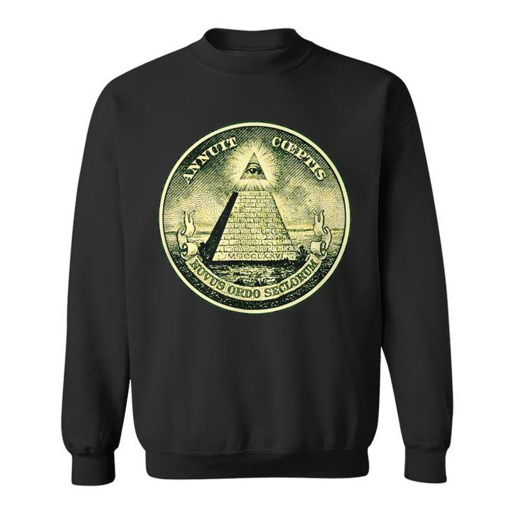 Dollar All-Seeing Eye Symbol Masonic Pyramid Triangle Sweatshirt