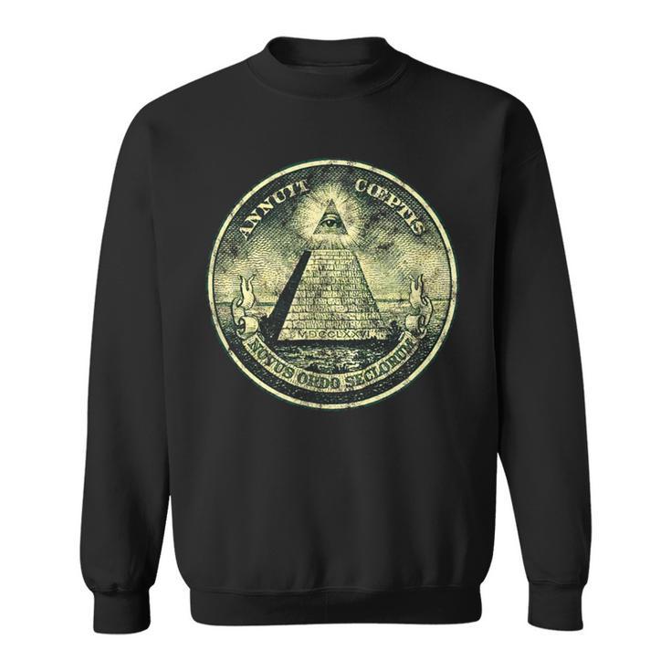 A Dollar Note Allseeing Eye Pyramid Illuminati Sweatshirt