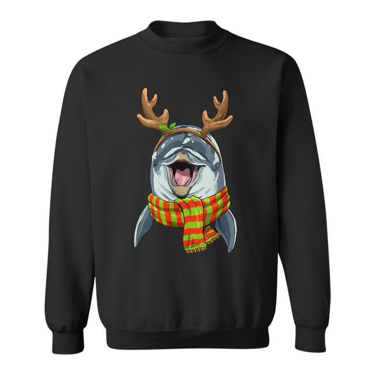 Dolphin Reindeer Christmas Xmas Animal Dolphin Lover Sweatshirt