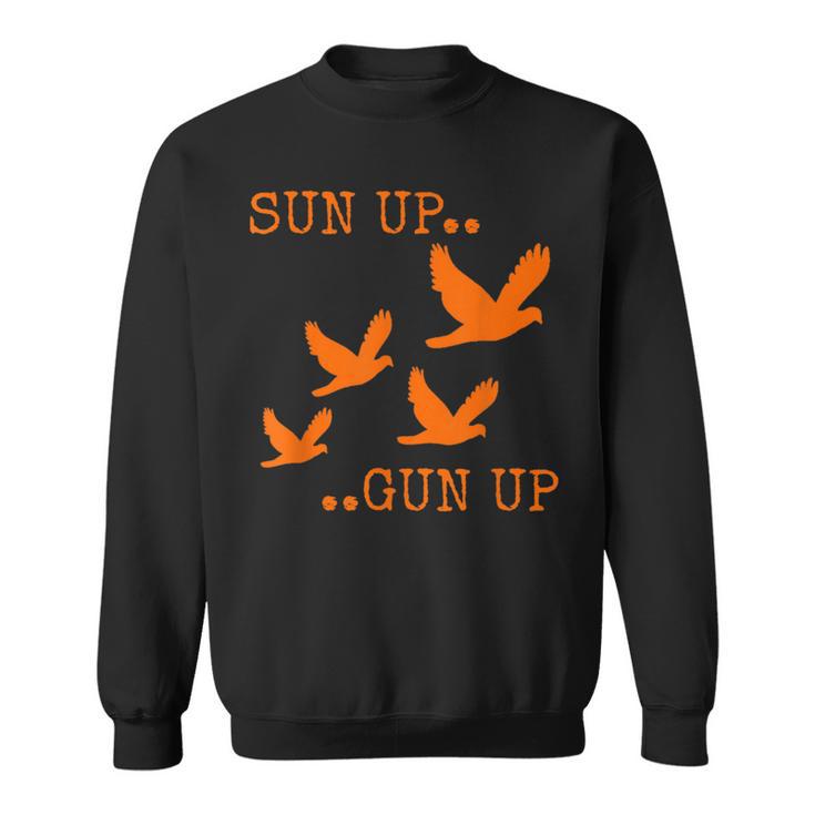 Dove Hunting Orange Camo Sun Up Gun Up Sweatshirt