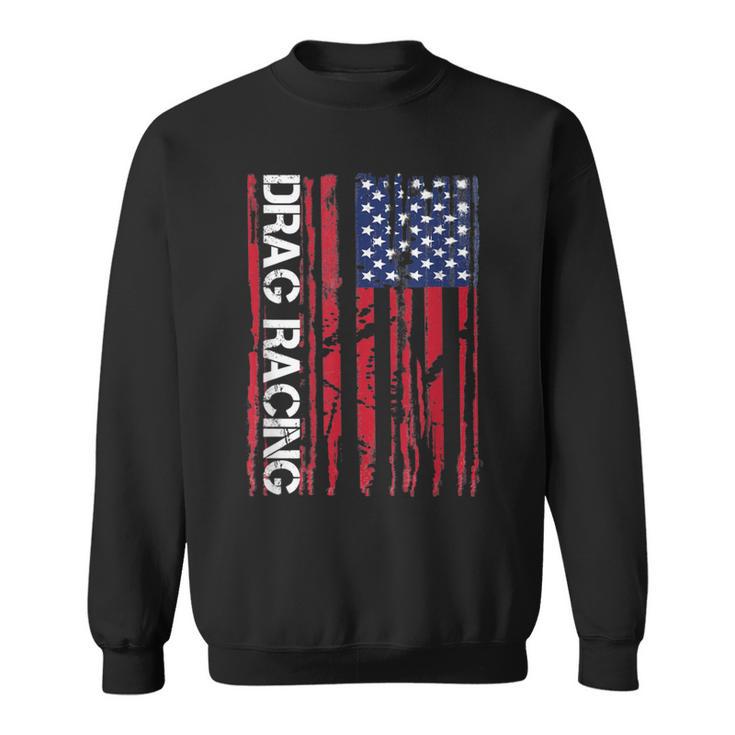 Drag Car Racing Patriotic American Flag Sweatshirt