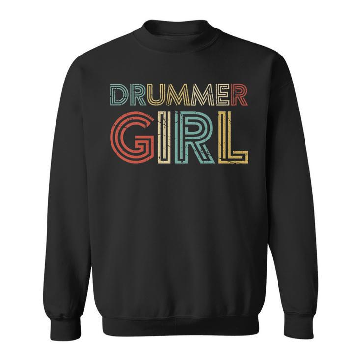 Drummer Girl Retro Vintage Drumming Musician Percussionist Sweatshirt