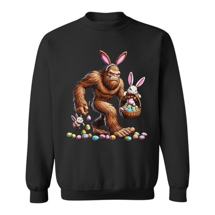 Easter Bigfoot With Bunny & Egg Basket Festive Celebration Sweatshirt