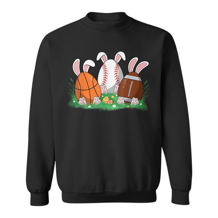 Easter Boys Baseball Basketball Football Bunny Eggs Sweatshirt