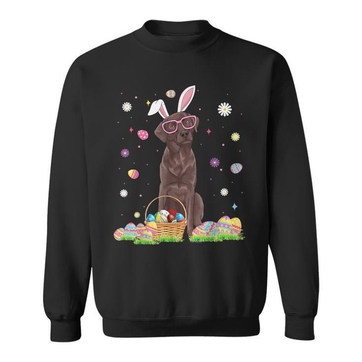 Easter Cute Chocolate Labrador Dog Lover Bunny Eggs Easter Sweatshirt
