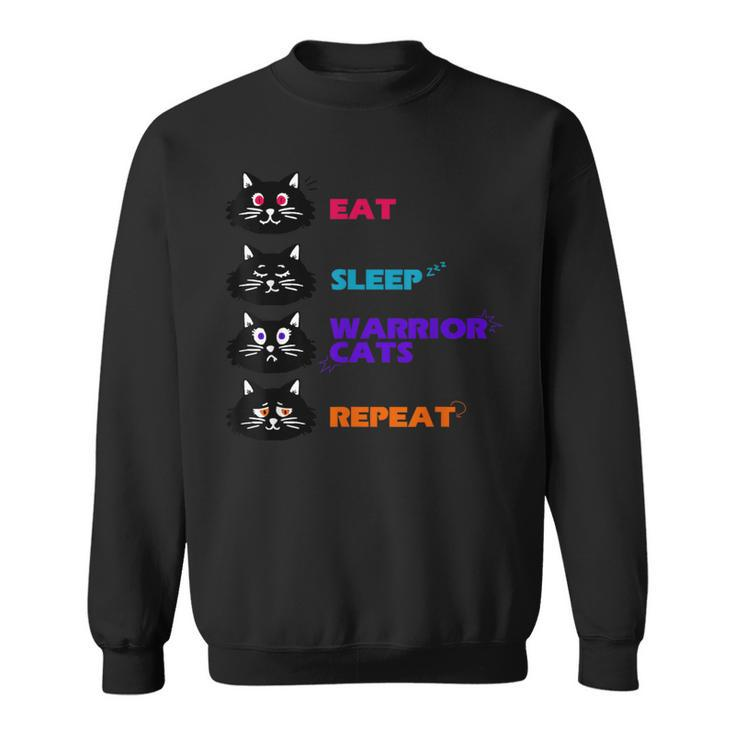 Eat-Sleep-Cat Warrior-Repeat-Cat Lover Sweatshirt
