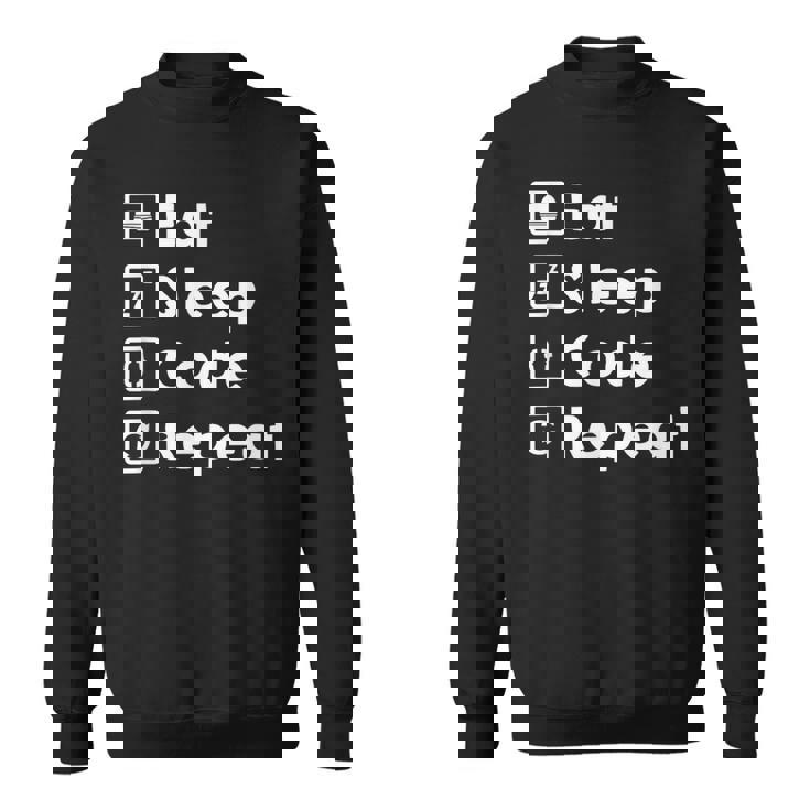 Eat Sleep Code Repeat Geek Programmer Developer Camisa de entrenamiento